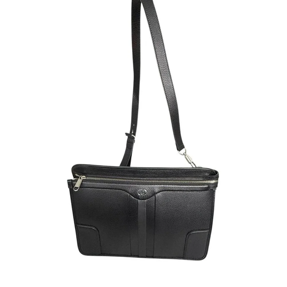 Gucci 735111 Black Saffiano Leather Shoulder Bag Messenger, Unisex, Luxury - Picture 4 of 16